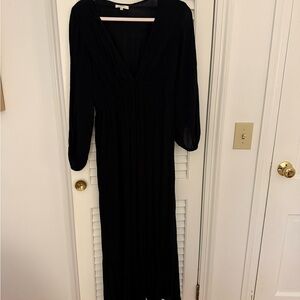 Z Supply Black Long Sleeve V-Neck Gown